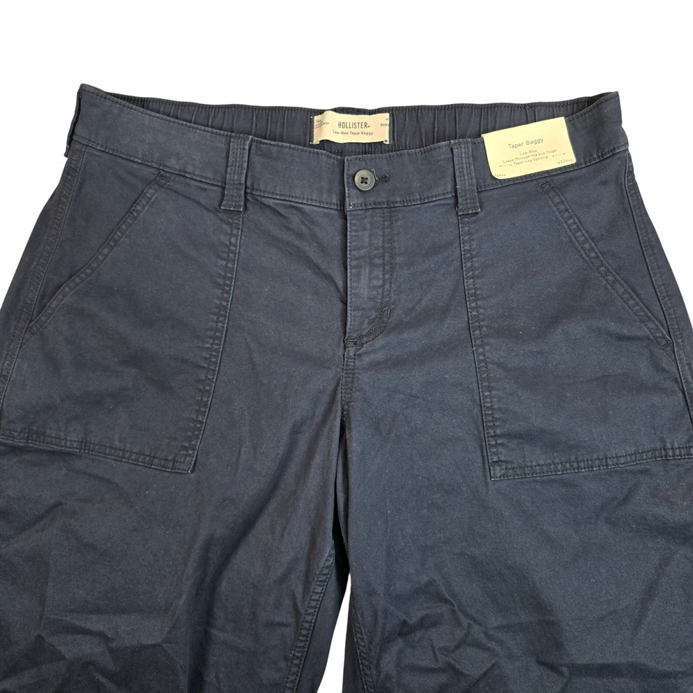 Hollister Taper Baggy Low Rise Utility Pants Navy Blue Size 14R W32 Reg NEW